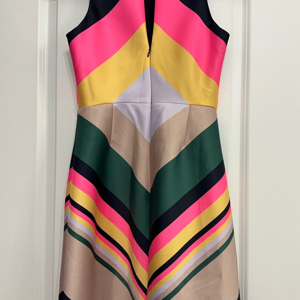 J. Crew Asymmetrical Pink and Green Halter Midi Dress